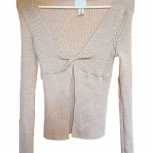 H&M Beige Ribbed Knit Top